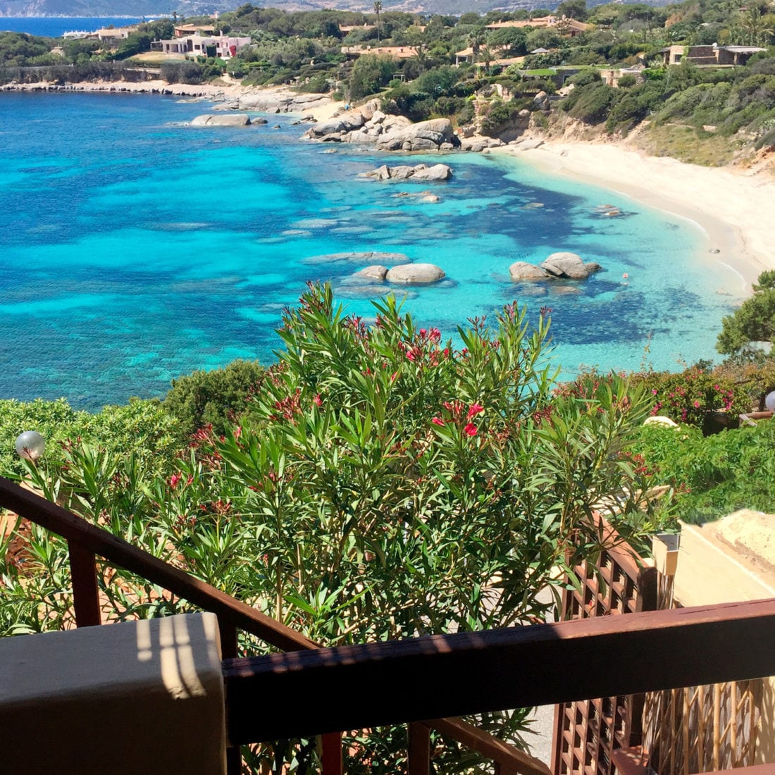 panorama from the sunset facing terrace of the house, overlooking the beach